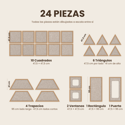 Paneles Magnéticos Gigantes · Casa Armable, Nave o Fuerte · 24 piezas · 4+ años