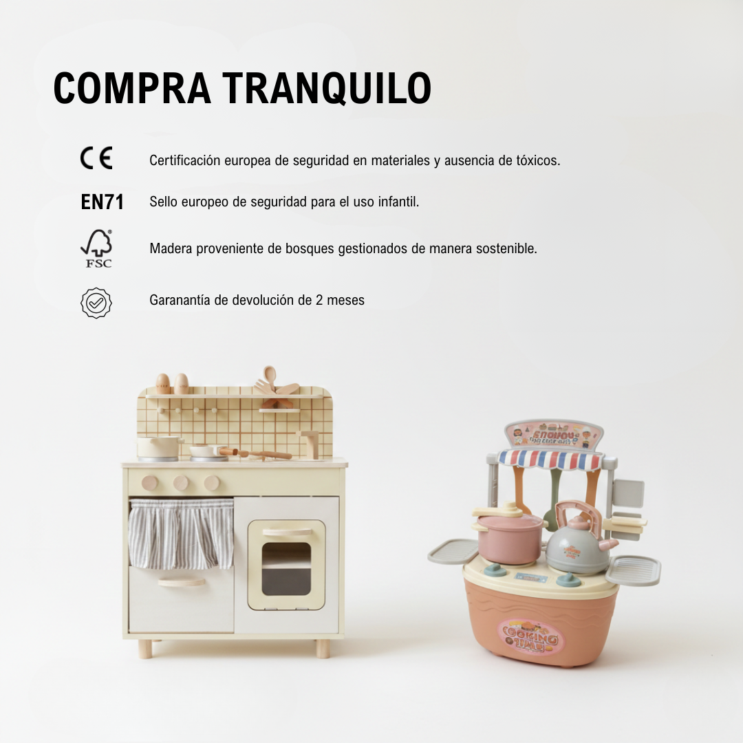 Cocina Vintage de Madera Montessori + REGALO Cocinita Portátil + Envío gratis