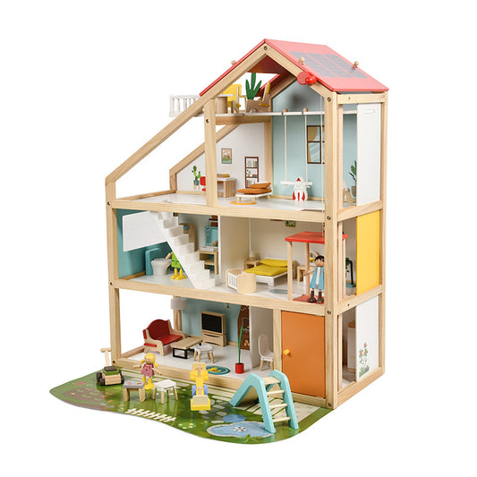 Casa de Muñecas Montessori con accesorios · 4 pisos · Madera · 3 años+