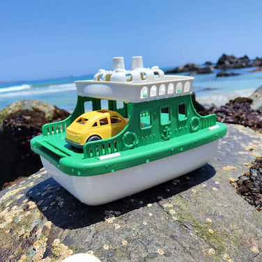 Ferry ecológico flotante con rampa deslizante y mini carritos, para juego en agua, en exteriores