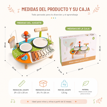 Mesa Musical Montessori · Set de Percusión · Madera · 12 meses+