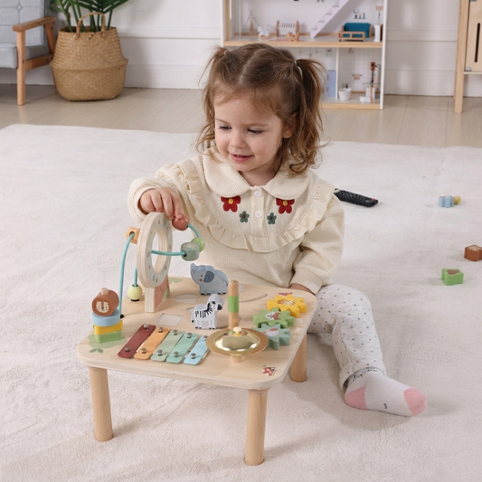 Mesa de Actividades o Tablero Sensorial y Musical de Madera Montessori