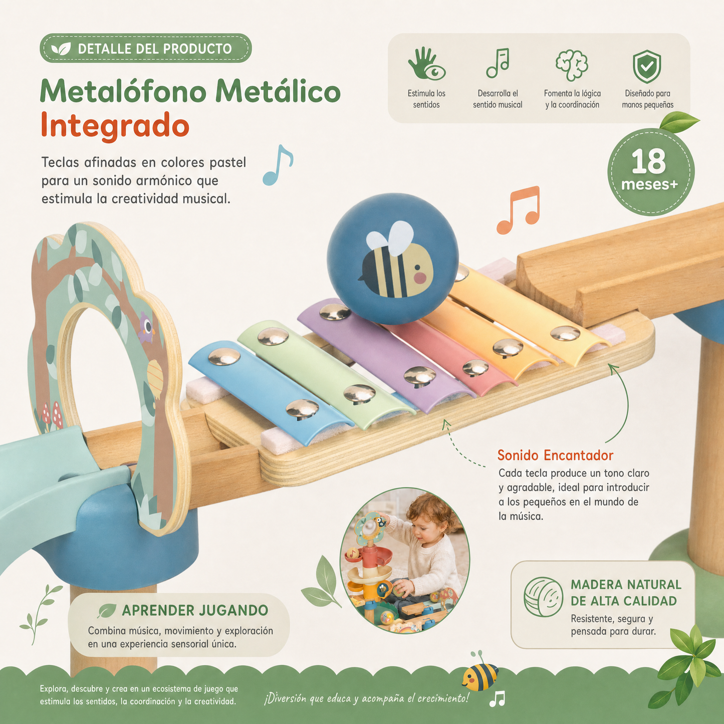 Rampa Musical Montessori · Bosque · Madera · 18 meses+
