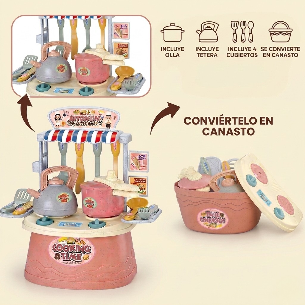 Cocina portátil de bioplástico – Juego de roles eco‑friendly