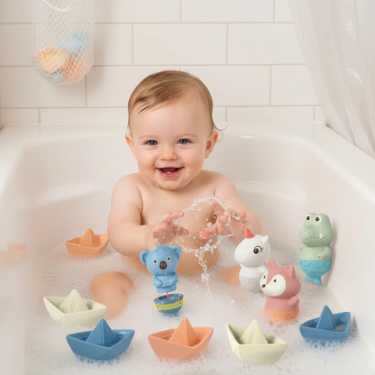 Set Sensorial de Baño · Barcos y Animales · 6 meses+