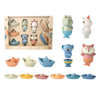 Set Sensorial de Baño · Barcos y Animales · 6 meses+