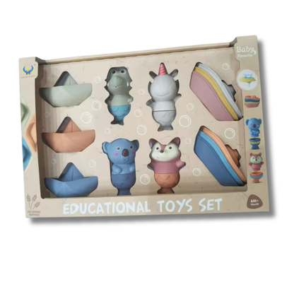 Set Sensorial de Baño · Barcos y Animales · 6 meses+